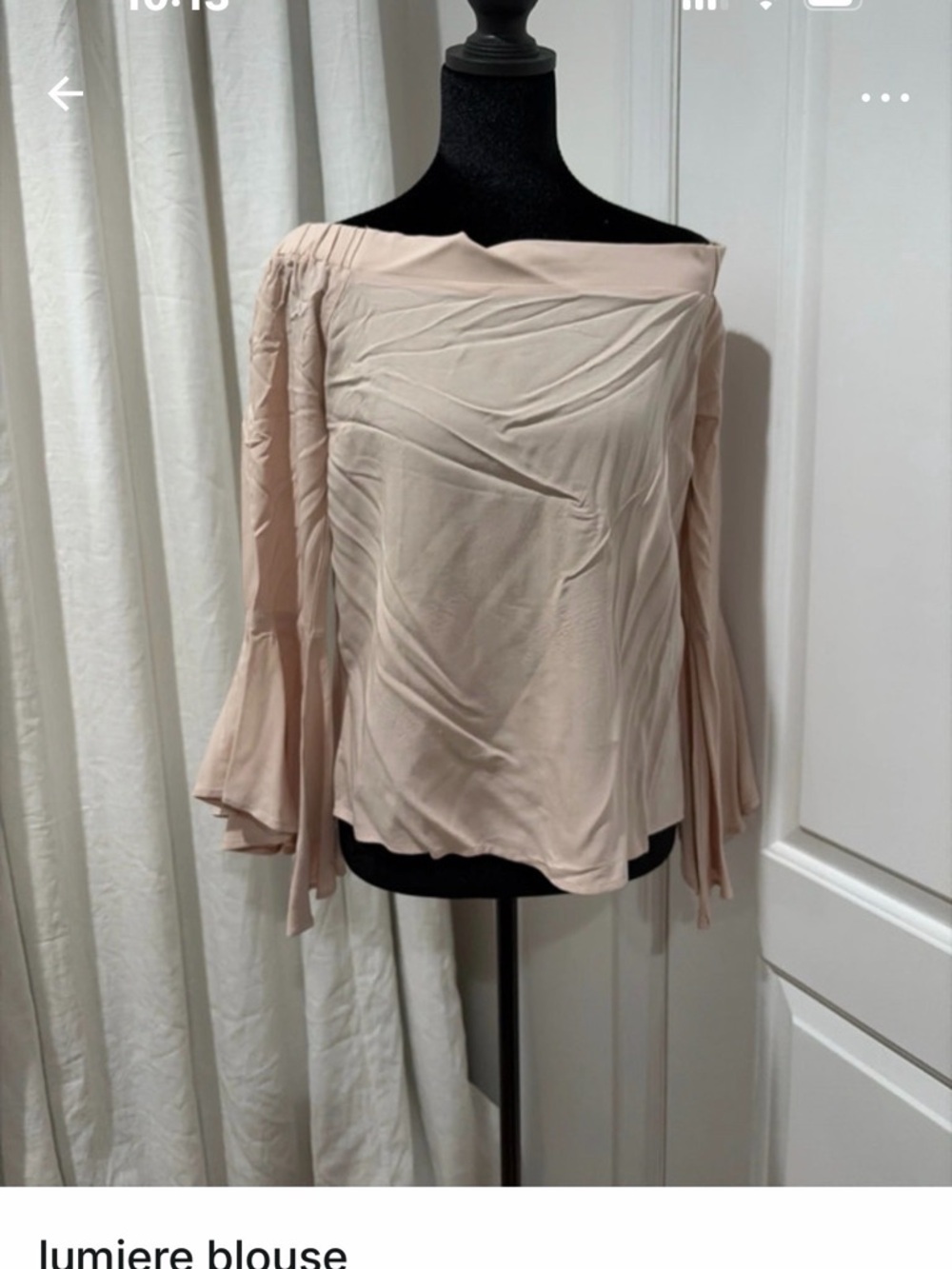 Lumiere Off-Shoulder Blush Pink Bell-Sleeve Blouse